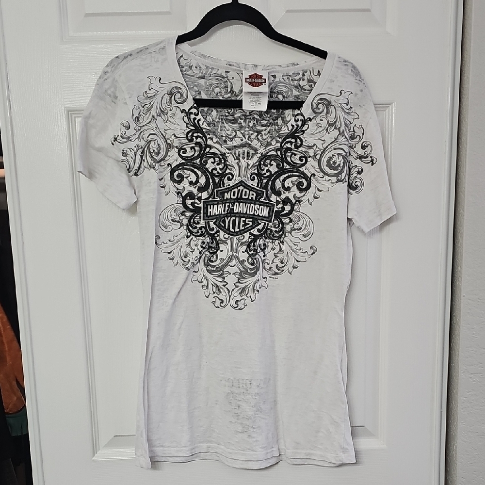 Harley-Davidson Women's White Graphic Top